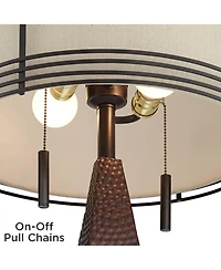 Franklin Iron Works Niklas 26" High Industrial Table Lamps Set of 2 Usb Port Pull Chain Bronze Finish Metal Charging