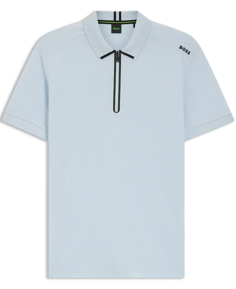 Boss by Hugo Men's Waffle Jacquard Zip-Neck Polo Shirt
