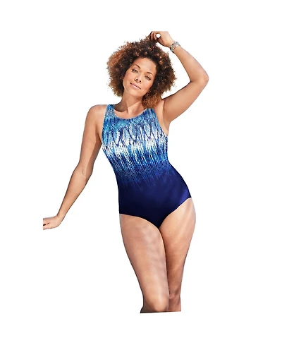Swimsuits for All Women's High Neck Tummy Control One Piece Swimsuit