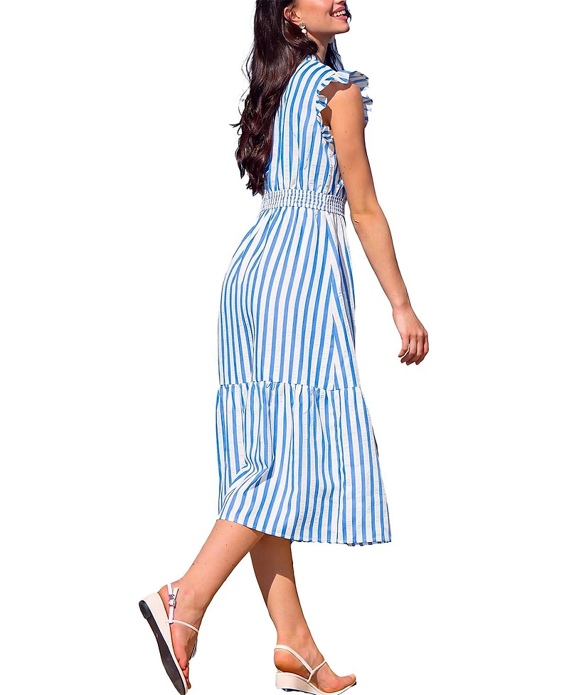 Cupshe Women's Rain Check Striped Maxi Beach Dress