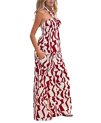 Cupshe Women's Abstract Print Halter Keyhole Top and Wide Leg Pants Matching Set