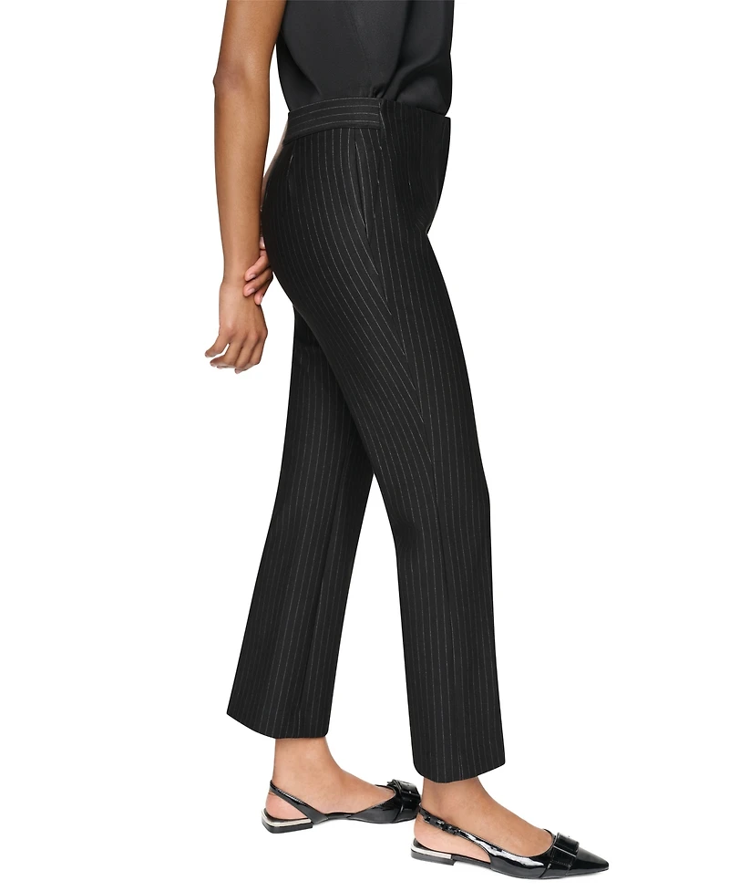 Dkny Petite Pinstripe Ponte High-Rise Front-Zip Pants