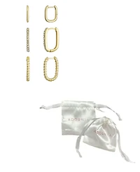 Adornia Gold Set of 3 Rectangle Hoop Earrings