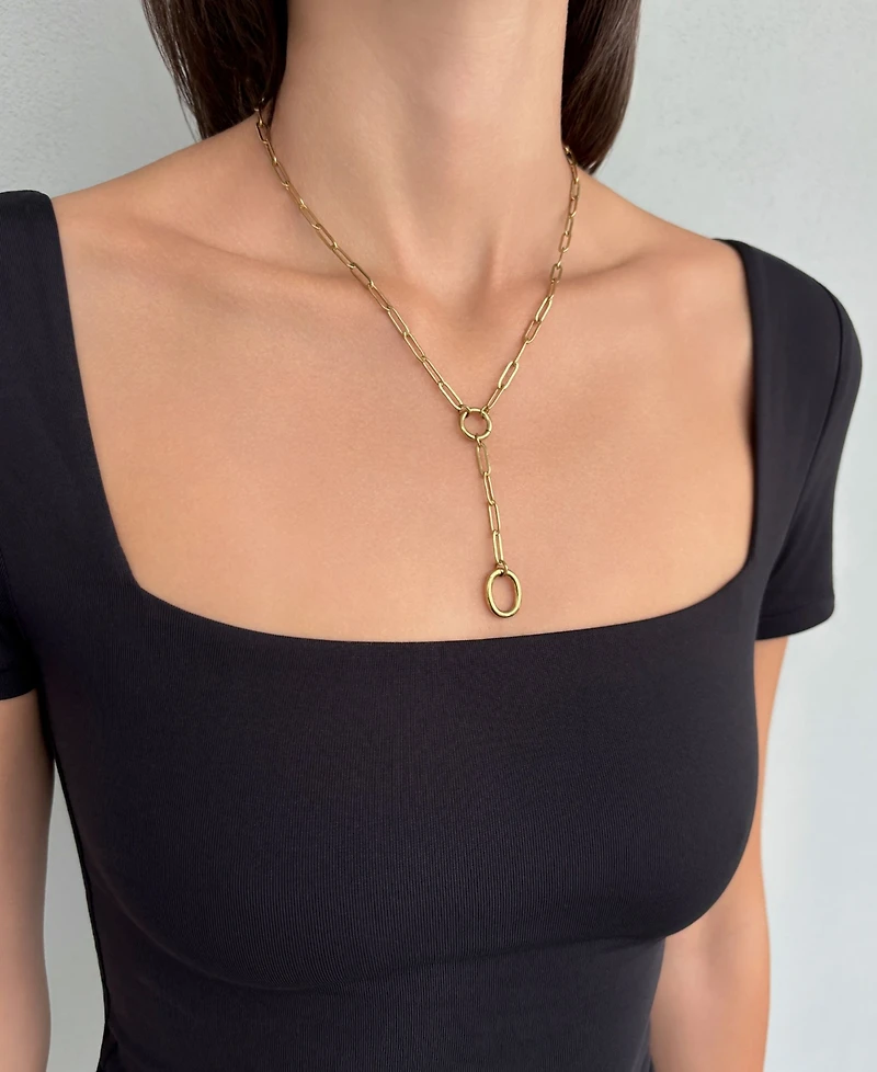 Adornia Tarnish Resistant Gold Paperclip Chain Y- Necklace