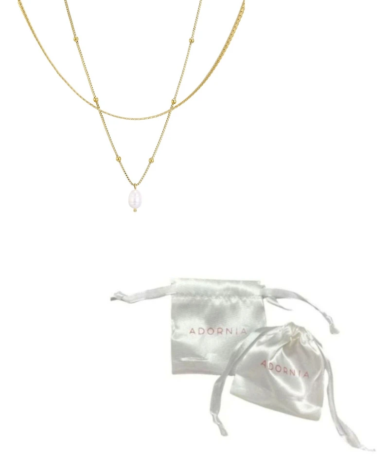 Adornia Tarnish Resistant Freshwater Pearl Gold Set of 2 Necklace