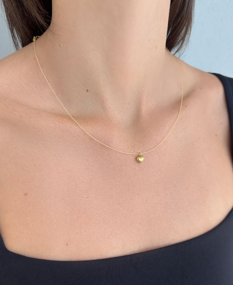 Adornia Tarnish Resistant Gold Heart Pendant Collar Necklace