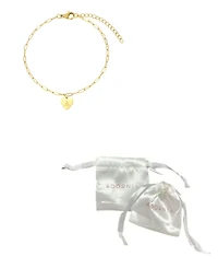 Adornia Tarnish Resistant Gold Initial Engraved Heart Paperclip Chain Bracelet