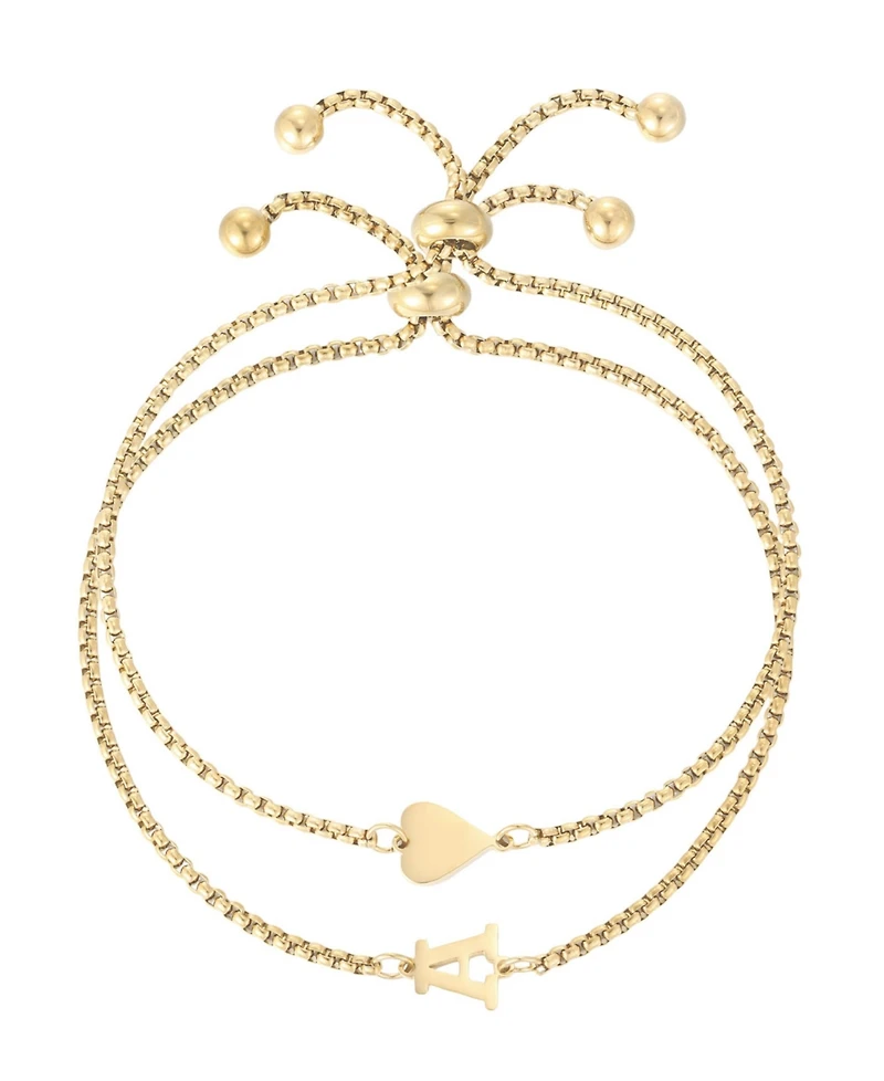Adornia Tarnish Resistant Gold Sideways Heart and Initial Bracelets
