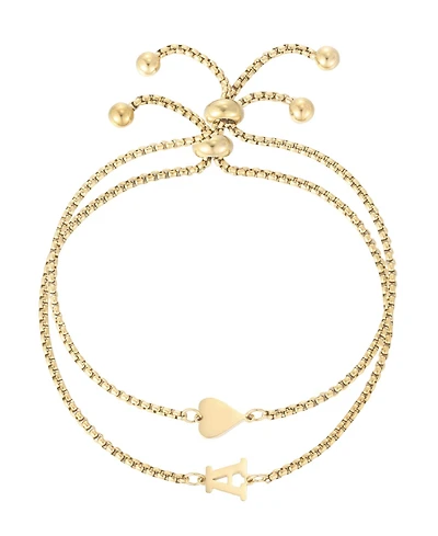 Adornia Tarnish Resistant Gold Sideways Heart and Initial Bracelets