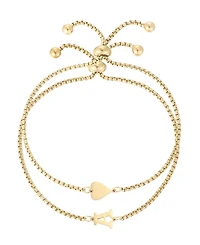 Adornia Tarnish Resistant Gold Sideways Heart and Initial Bracelets