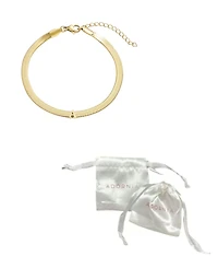 Adornia Tarnish Resistant Gold Initial Herringbone Chain Bracelet