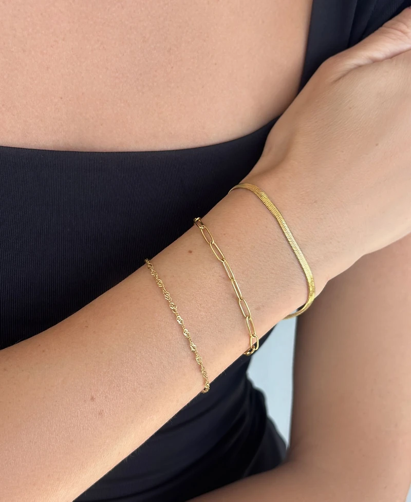 Adornia Tarnish Resistant Silver Set of 3 Chain Bracelets