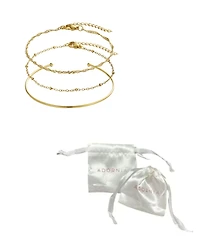 Adornia Tarnish Resistant Gold Set of 1 Cuff and 2 Chain Bracelets