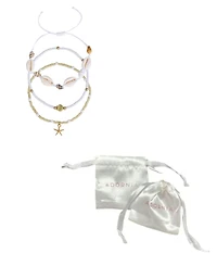 Adornia Set of 3 Shell and Bead Anklet Set