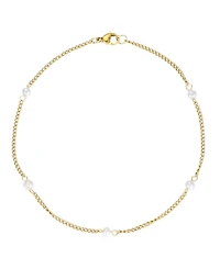 Adornia Tarnish Resistant Gold Natural Freshwater Pearl Station Anklet