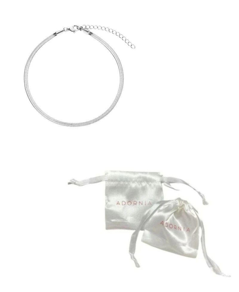 Adornia Tarnish Resistant Silver Herringbone Anklet
