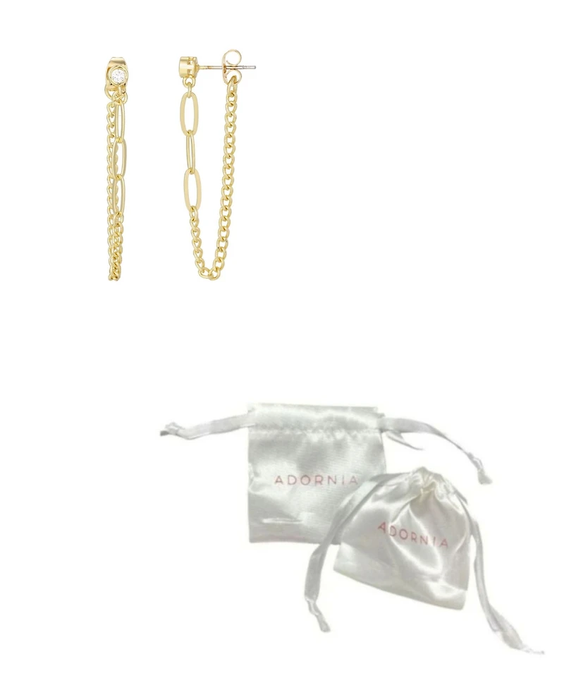 Adornia Gold Cubic Zirconia Paperclip Wrap Around Chain Earrings