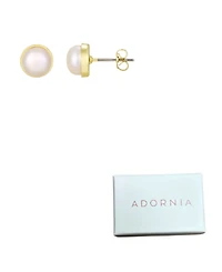 Adornia Gold Natural Freshwater Pearl Button Stud Earrings