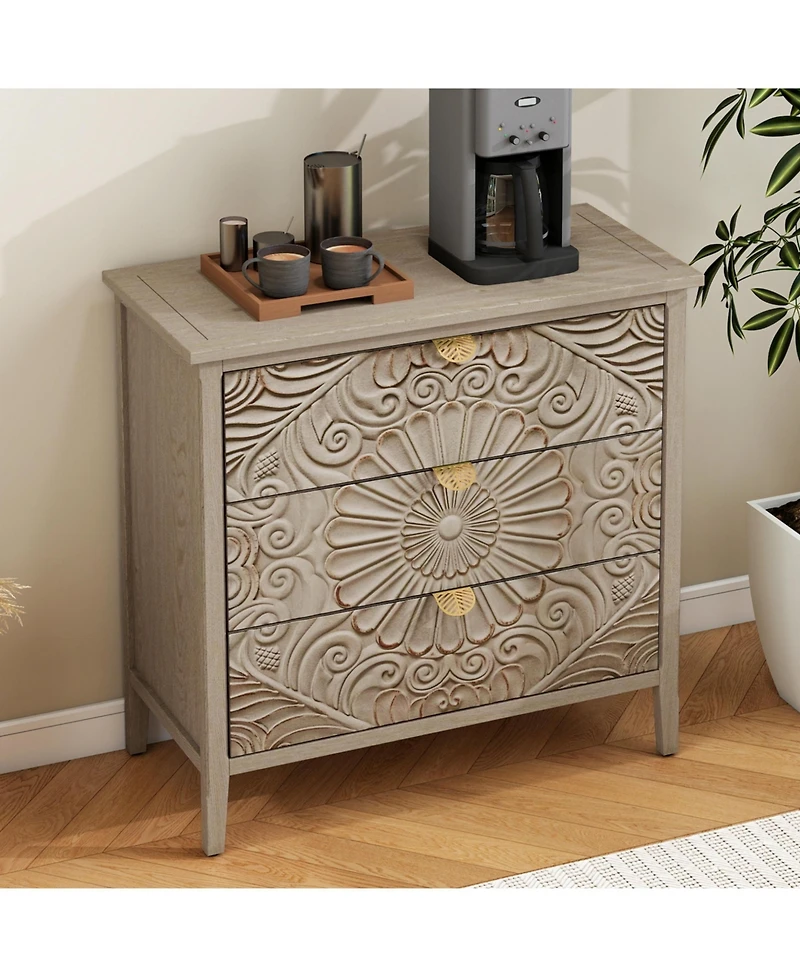 3 Drawers Nightstand Storage Cabinet with Drawers Bedside Table End Table Chest of Drawers Bedroom Closet Dressers