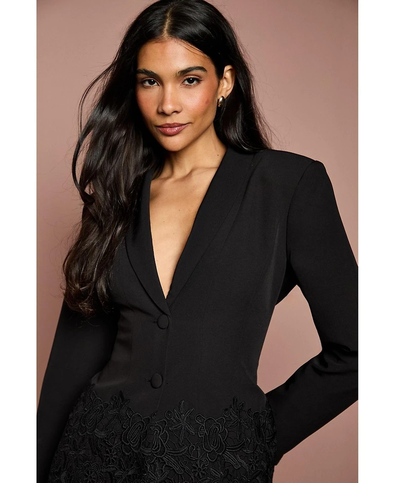 Coast Women's Single Breasted Embroidered Lace Blazer