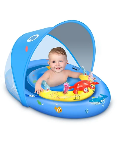 Aofar Baby Pool Float UPF50+ Sun Canopy Safety Seat