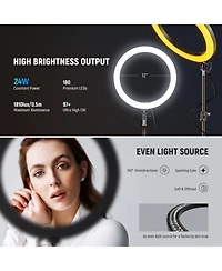 Neewer RH12B Ring Light with 24W, 1810lux, 7000K for select iPhone models