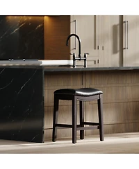 Clihome 26 Inch Counter Height Bar Stool Solid Wood Frame with Pu Leather Seat