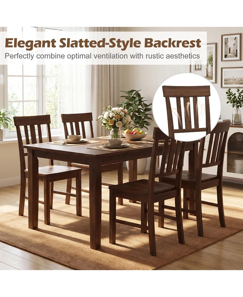 Slickblue Set of 2 Rubber Wood Dining Chairs with High Slat Back Design