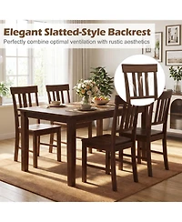 Slickblue Set of 2 Rubber Wood Dining Chairs with High Slat Back Design