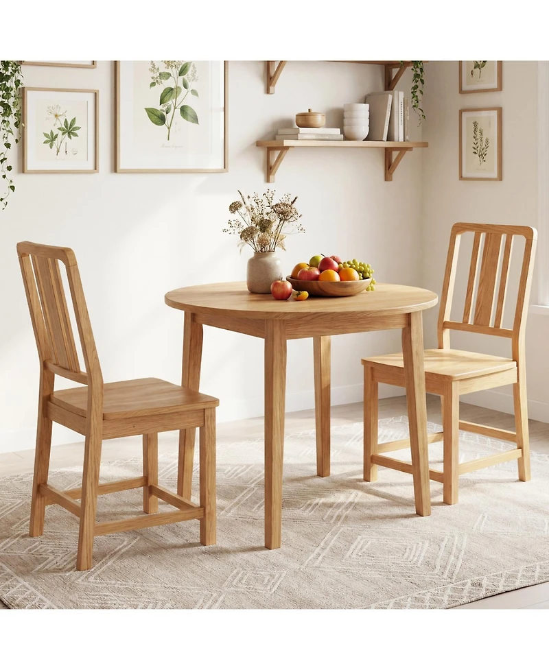 Slickblue Rubber Wood Dining Chairs Set of 2 with Hollowed Backrest
