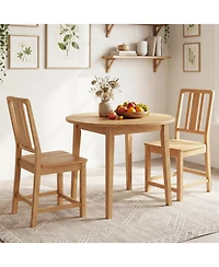Slickblue Rubber Wood Dining Chairs Set of 2 with Hollowed Backrest