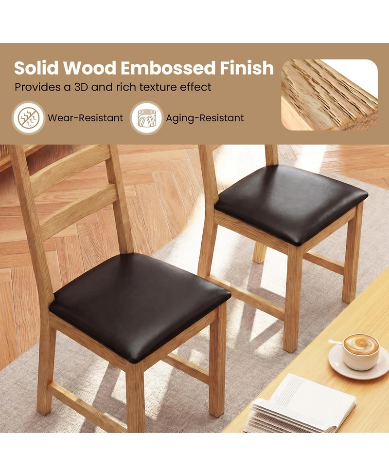 Slickblue Set of 2 Farmhouse Dining Chairs with Decorative Hollowed Back