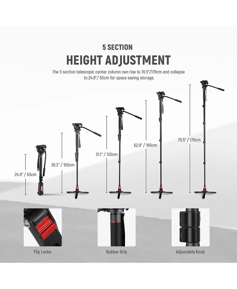 Neewer Camera Monopod with 179cm, 13.2lb, 6Kg