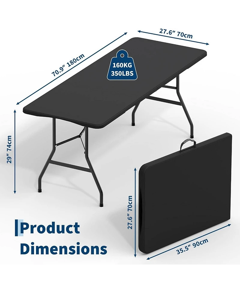 gaomon 6feet Outdoor Portable Hdpe Folding Table with Carrying Handle for Picnic Camping Party Indoor and Use