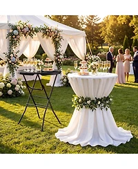 gaomon 2 pieces 32" Outdoor Hdpe Round Folding Cocktail Table, Bar Table for Patio Backyard Indoor and Events