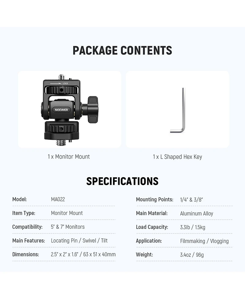 Neewer MA022 Camera Mounting Accessory for Atomos Ninja 5" and 7" SmallRig Camera Cage