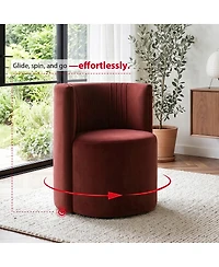 Maison Boucle Vanity Chair for Makeup Table, Velvet Barrel with Hidden Casters, Upholstered Tub Accent Curved Back, Space-Saving