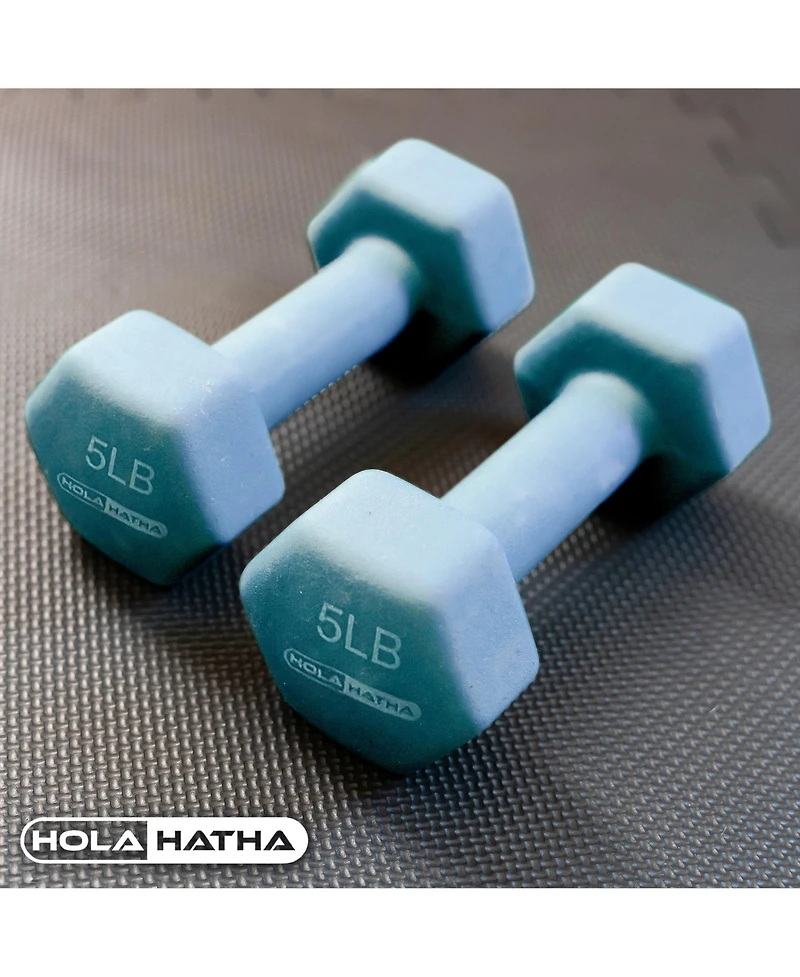 HolaHatha 146 Pound Neoprene Dumbbell Full Body Weight Set with Storage Rack
