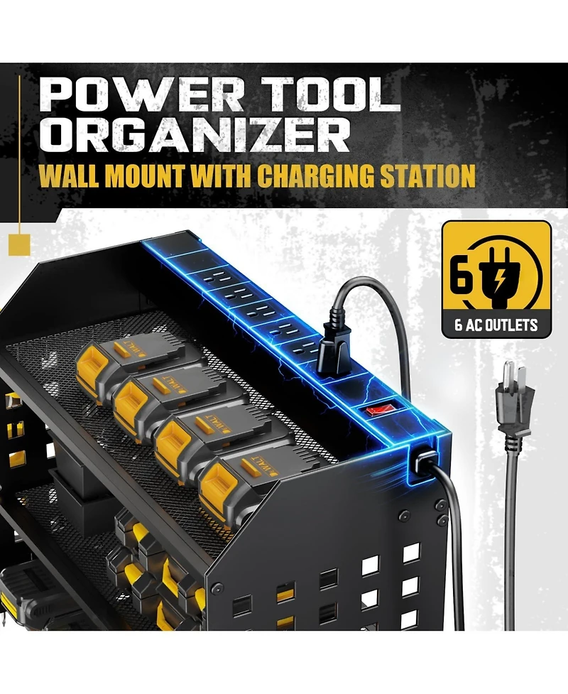 Xdovet Power Tool Organizer Charging Station Wall Mount Drill Holder Rack Workshop Storage