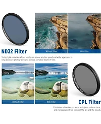 Neewer 55mm Nd/Cpl/Effect Filter Set with Mobile Phone Camera Lens Clamp Clip, Polarizing ND32 6 Point Star 4 Graduated Colour Filters Kit