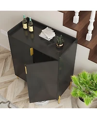 Clihome Modern Wine Bar Cabinet, Adjustable Storage Sideboard Buffet with Rack