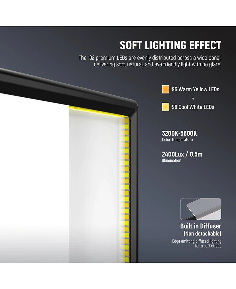 Neewer Nl-192B Led Video Light with 2400Lux, 8000mAh, 5600K