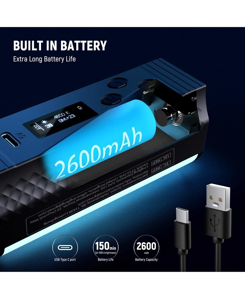 Neewer TL98C Led Video Light with 2600mAh, 10000K, CRI97