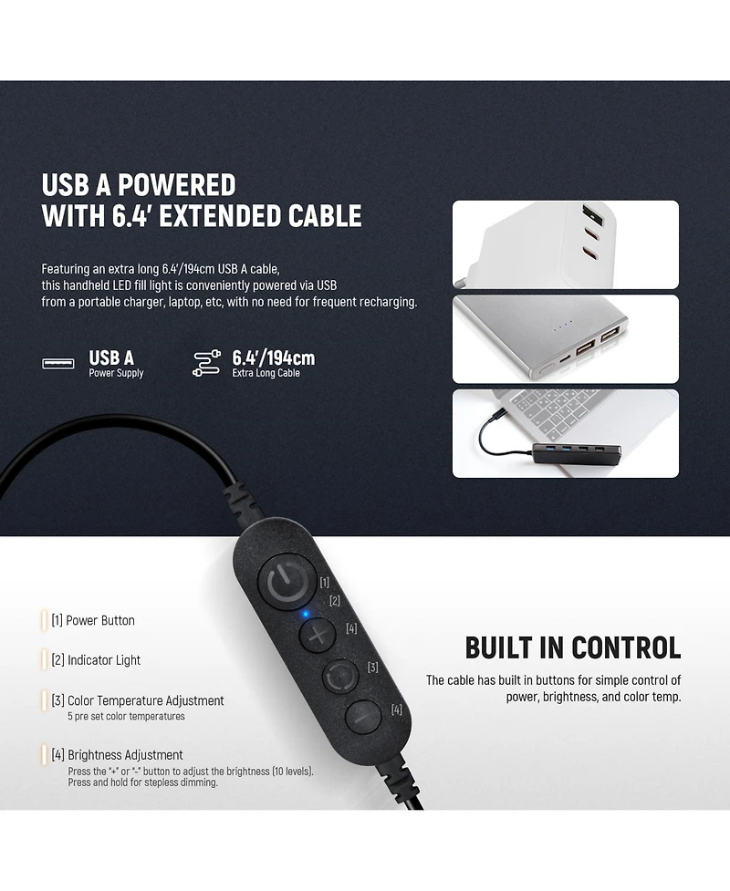 Neewer GC10B Camera and Photo Accessory with 60cm, 10W, 2700K-5600K