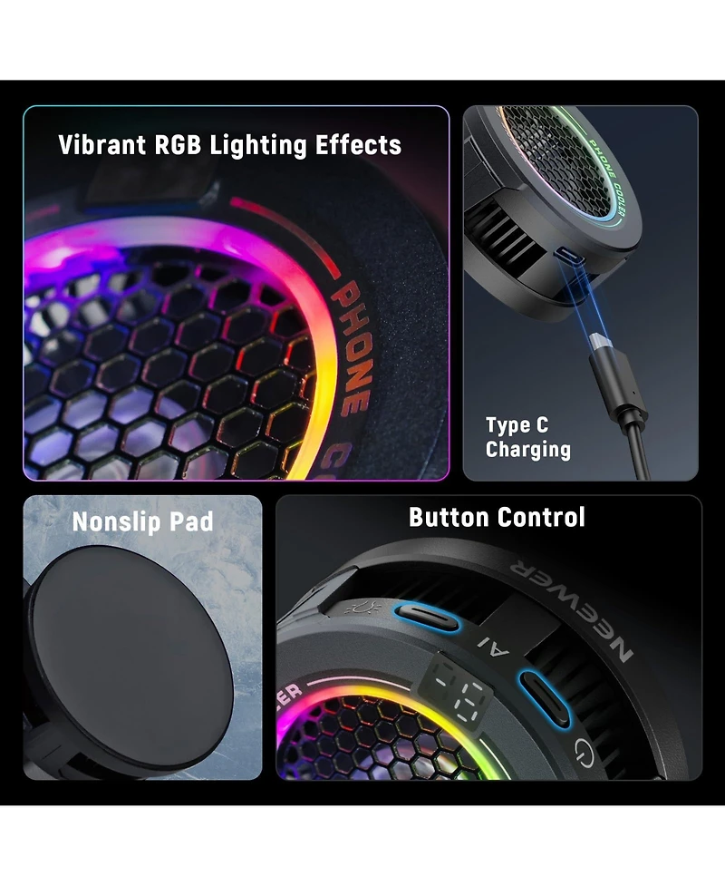 Neewer PA069 Magnetic Phone Cooler with Rgb for select iPhone and Android mobile devices
