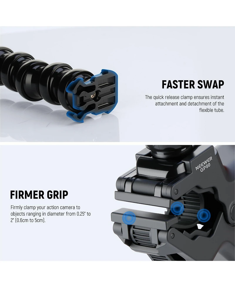 Neewer Gp-80 Camera Mounting Accessory for select GoPro, Dji and Insta360 action cameras