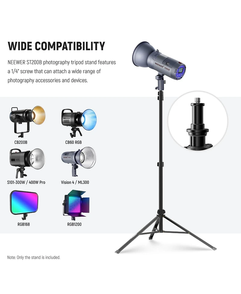 Neewer ST200B Photography Light Stand with 6.6ft, 200cm, 8.8lb