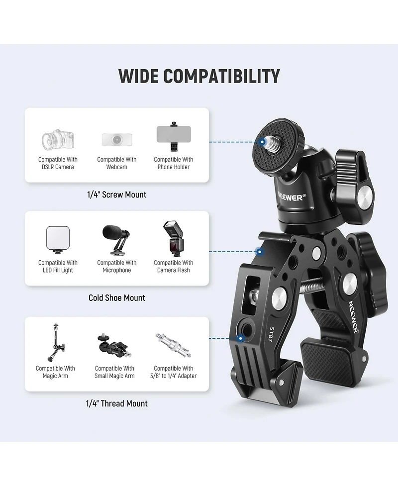 Neewer ST87 Camera Mounting Accessory for select GoPro, Dji and Insta360 action cameras