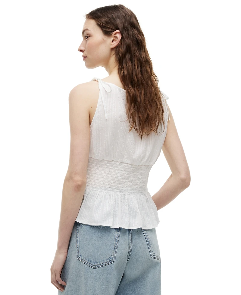 Tommy Hilfiger Women's Smocked Shoulder-Tie Top