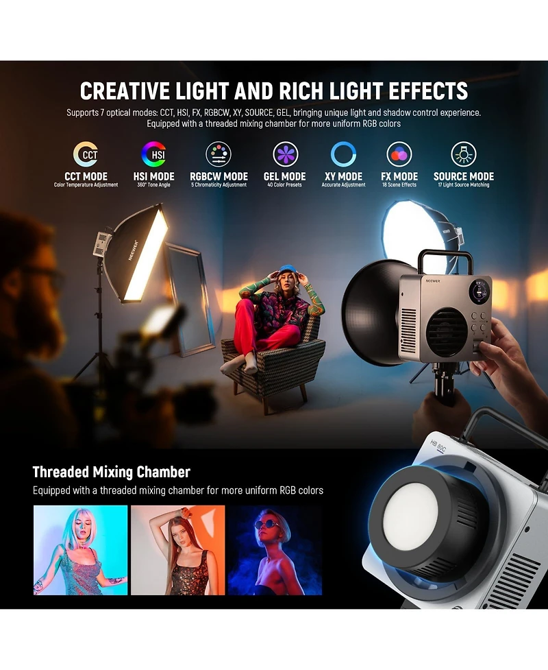 Neewer HB80C Led Video Light with 80W, 72Wh, 100W